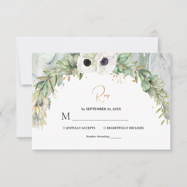 Bohemian Lush Greenery Arch Summer Garden RSVP Card (Front)
