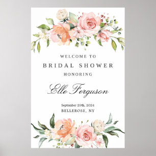 Bohemian lush pink floral greenery bridal shower poster