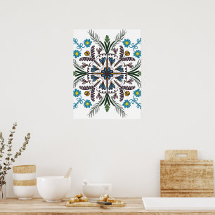 Bohemian Mandala Colourful Plant Floral Poster