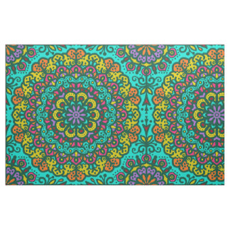 Bohemian Mandala Jewel Tone Hand Drawn Colourful  Fabric