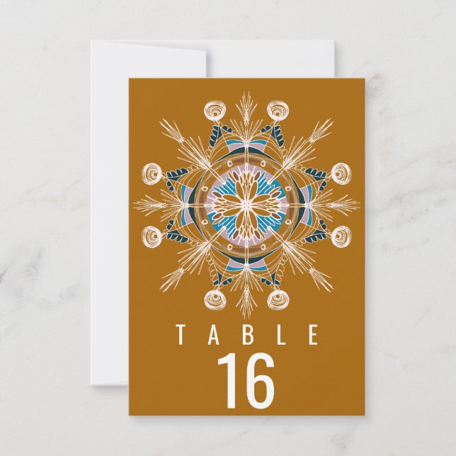 Bohemian Mandala Mustard Seating Wedding Invitation (Front)