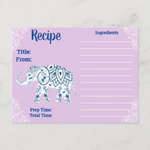 Bohemian Mandalas & Lotus Elephant Recipe Postcard