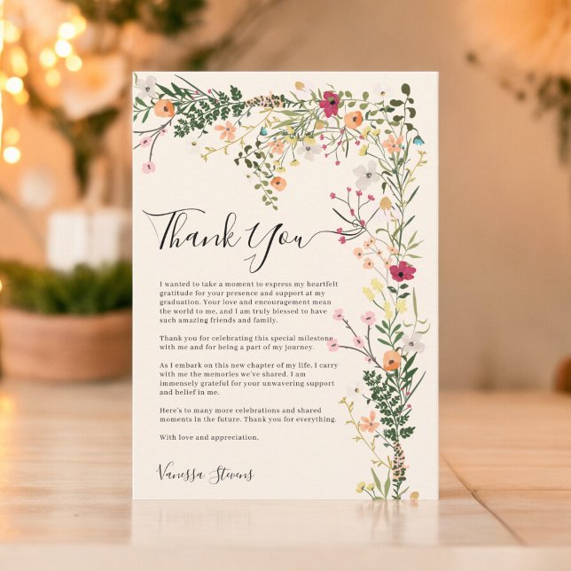 Bohemian meadow wild flowers spring graduation thank you card (Bohemian meadow wild flowers spring graduation thank you card)