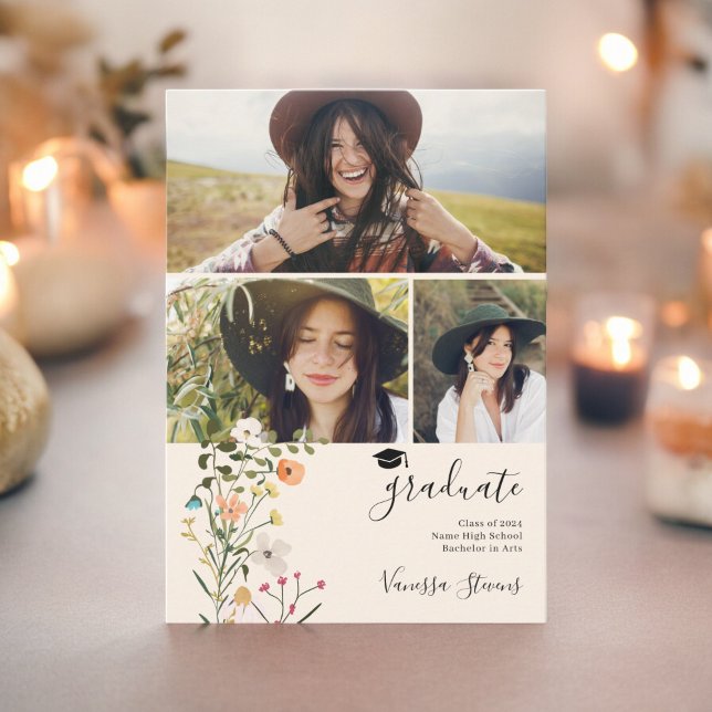 Bohemian meadow wildflowers spring graduation announcement (Bohemian meadow wildflowers spring graduation announcement)