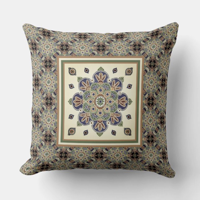  Bohemian Medallion Throw Pillow (Front)