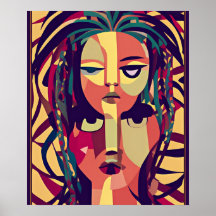 Bohemian Medusa, abstract modern portrait