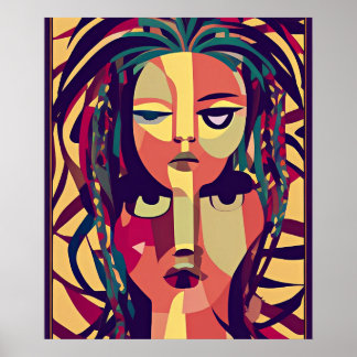 Bohemian Medusa, abstract modern portrait Poster