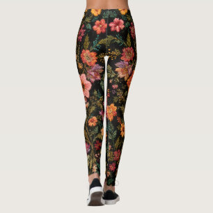 Bohemian Midnight Floral Garden Leggings