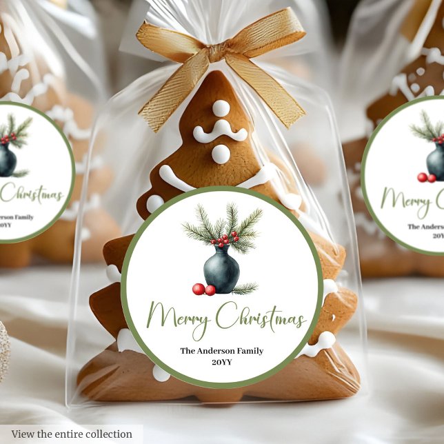 Bohemian Minimalist Christmas Bouquet Sticker (Bohemian Minimalist Christmas Bouquet Sticker)