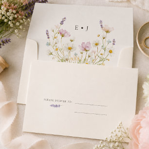 Bohemian Minimalist Lavender Sprig Wedding Envelope