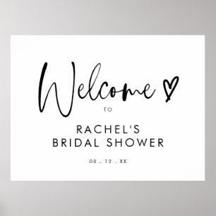 Bohemian Minimalist Script Bridal Shower Welcome Poster