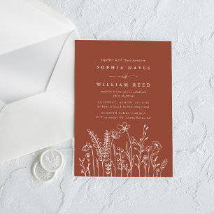 Bohemian Minimalist Terracotta Wedding Acrylic Invitations