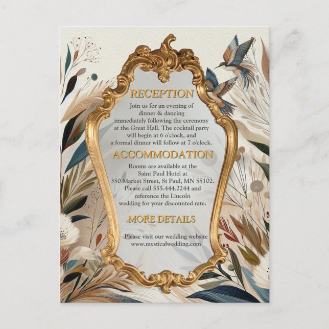 Bohemian mix of colours and flower theme announcement postcard (Front)