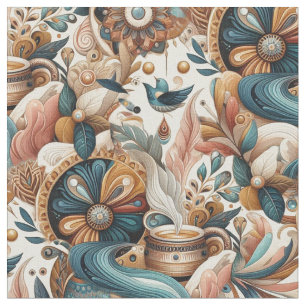 Bohemian mix of colours and flower theme fabric