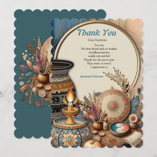 Bohemian mix of colours and flower theme thank you card