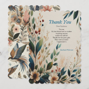 Bohemian mix of colours and flower theme thank you card