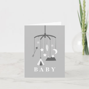 Bohemian Mobile Neutral Baby Shower - Grey Card