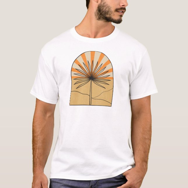 Bohemian modern arch collection minimal palm tree T-Shirt (Front)