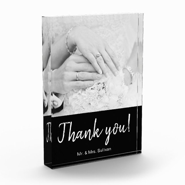 Bohemian Modern Photograph Black Thank you Photo Block (Left)