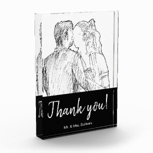 Bohemian Modern Sketch Photograph Black Thank you Photo Block