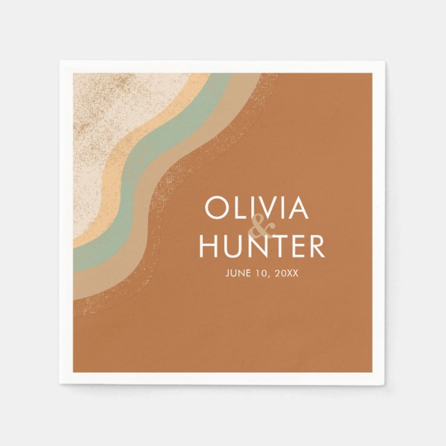 Bohemian Modern Terracotta Wedding  Napkin (Front)