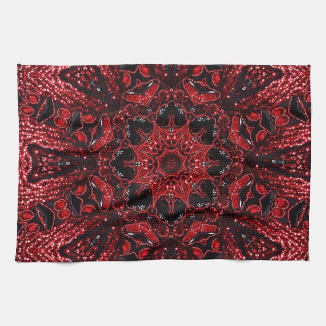 bohemian moroccan maroon burgundy mandala tea towel (Horizontal)