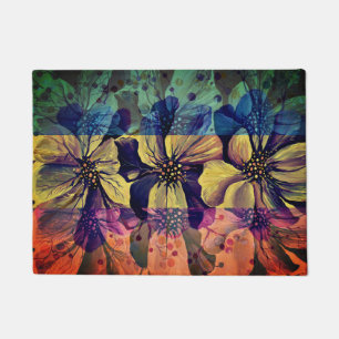 Bohemian Multicolored Delphinium Flowers Doormat