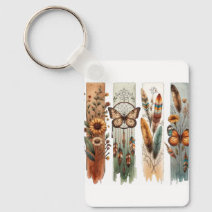 Bohemian Nature Art Panel Key Ring