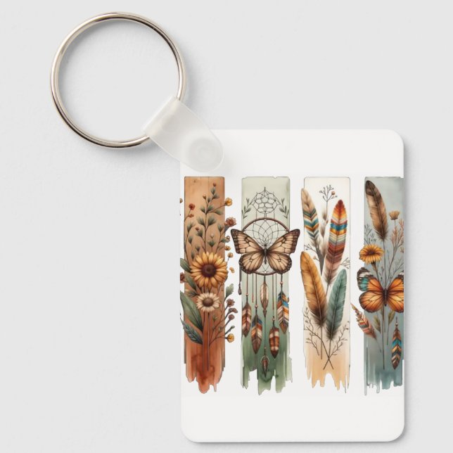 Bohemian Nature Art Panel Key Ring (Front)