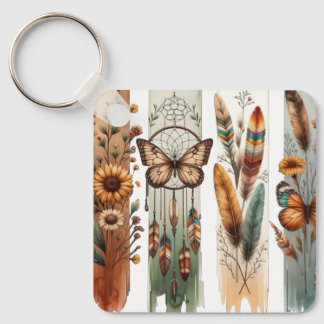 Bohemian Nature Art Panel Key Ring