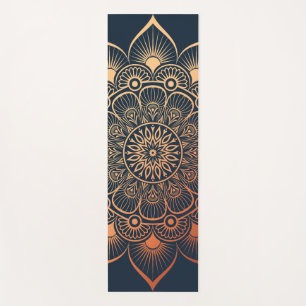 Bohemian Navy Blue Peach Mandala Yoga Mat