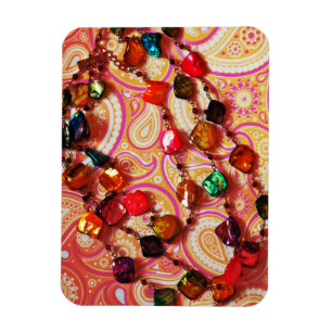 Bohemian Necklace Gemstone Paisley Photo Magnet