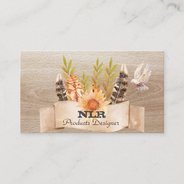 Bohemian Neutral Colours Business Card (Front)