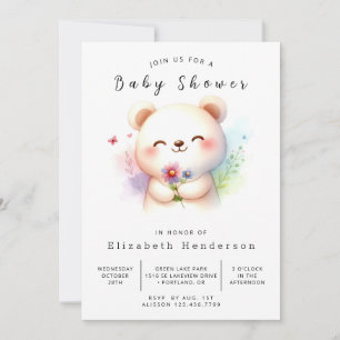 Bohemian Online Bear Baby Shower Invitation
