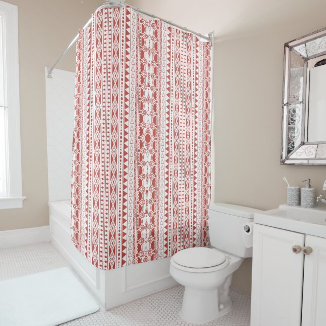 Bohemian Ornament 30122020 Hellrot Shower Curtain (In Situ)