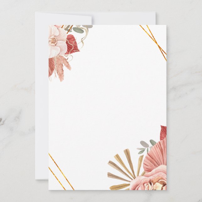 Bohemian Ornamental Florals Rose Invitation  (Front)