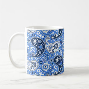Bohemian Paisley Blue Country Farm Style Coffee Mug