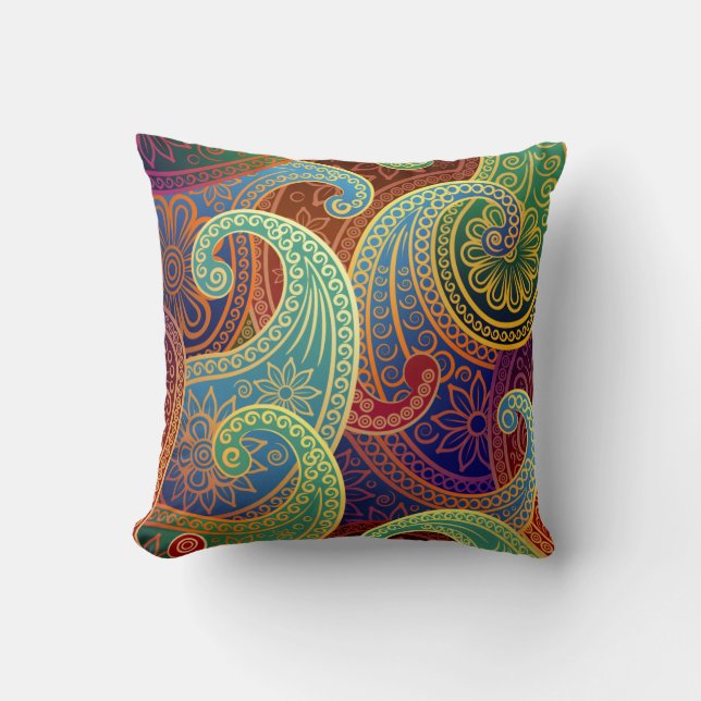 Bohemian Paisley Timeless Pattern Cushion (Front)