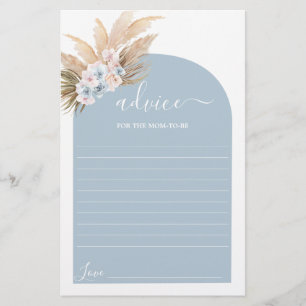 Bohemian Pampas Grass Advice for Mum To Be card