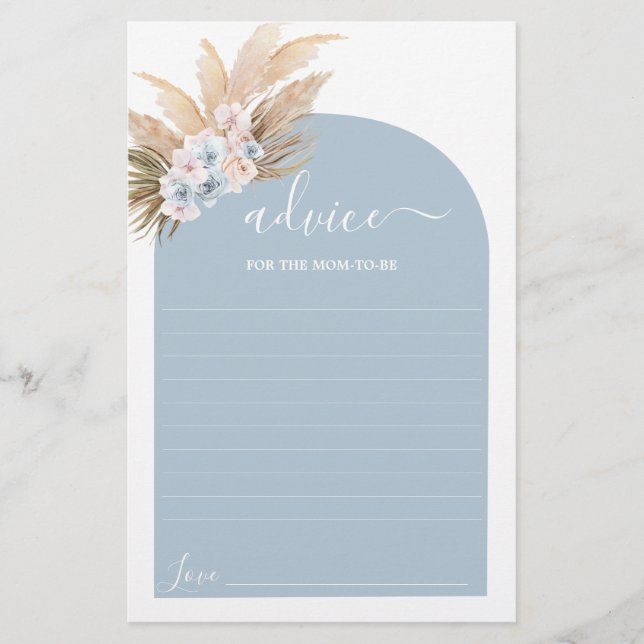Bohemian Pampas Grass Advice for Mum To Be card (Front)