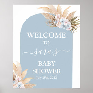 Bohemian Pampas Grass Baby Shower Boy Welcome sign