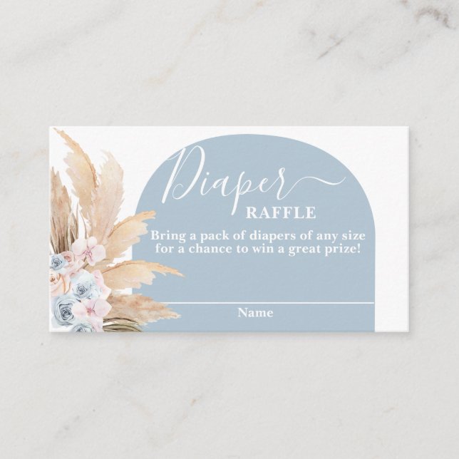 Bohemian Pampas Grass Boy Diaper Raffle Card (Front)