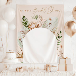 Bohemian pampas grass bridal shower tapestry