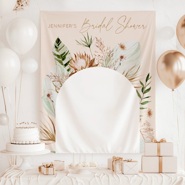 Bohemian pampas grass bridal shower tapestry (Creator Uploaded)