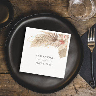 Bohemian Pampas Grass Dried Palm Wedding Napkin