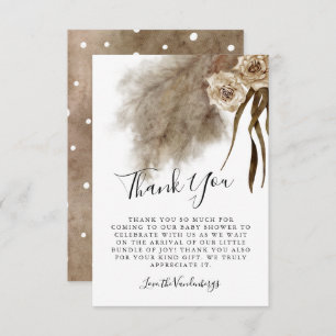Bohemian Pampas Grass Floral Fall Baby Shower Thank You Card