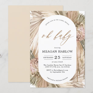 Bohemian Pampas Grass Oh Baby Shower Invitation