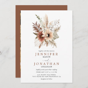 Bohemian Pampas Grass Photo Wedding Invitation