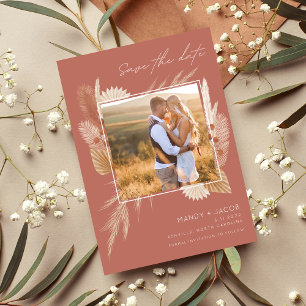 Bohemian Pampas Grass Photo Wedding Save The Date