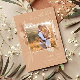 Bohemian Pampas Grass Photo Wedding Save The Date